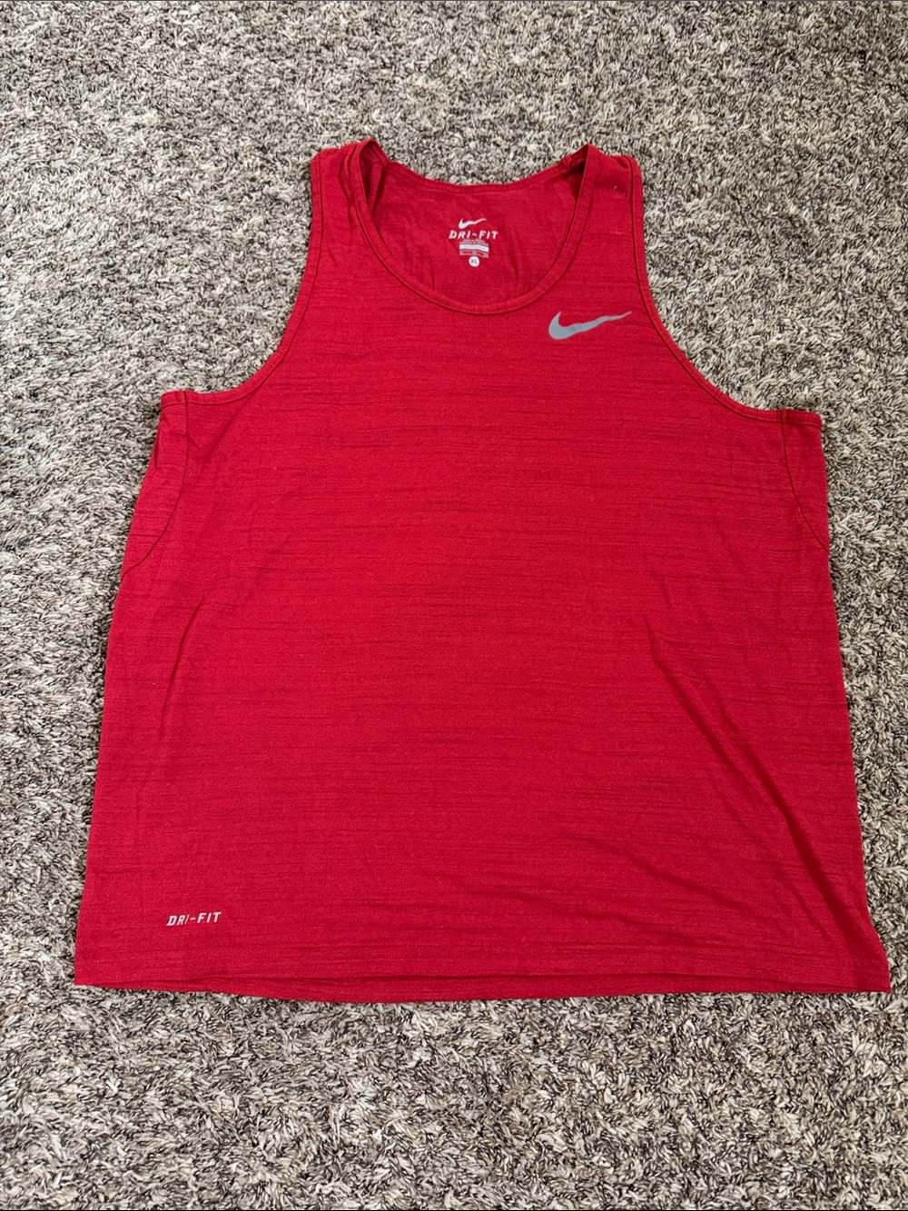 Nike Red Men’s Dri-FIT Tank Top with Gray Swoosh